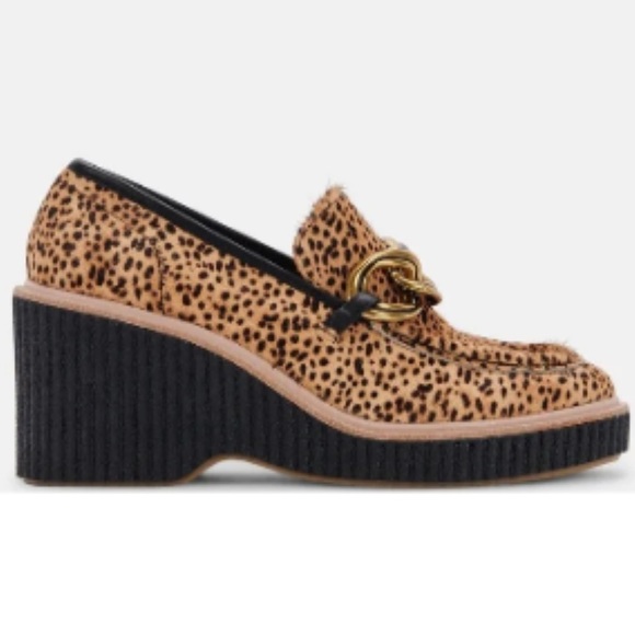 Dolce Vita- Brenan Leopard Calf Hair Wedge Loafers- New - Picture 7 of 9